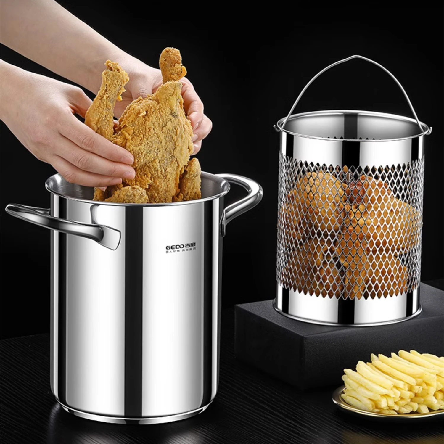 Deep Fryer Stainless - Fritadeira de aço inoxidável 304 puro,