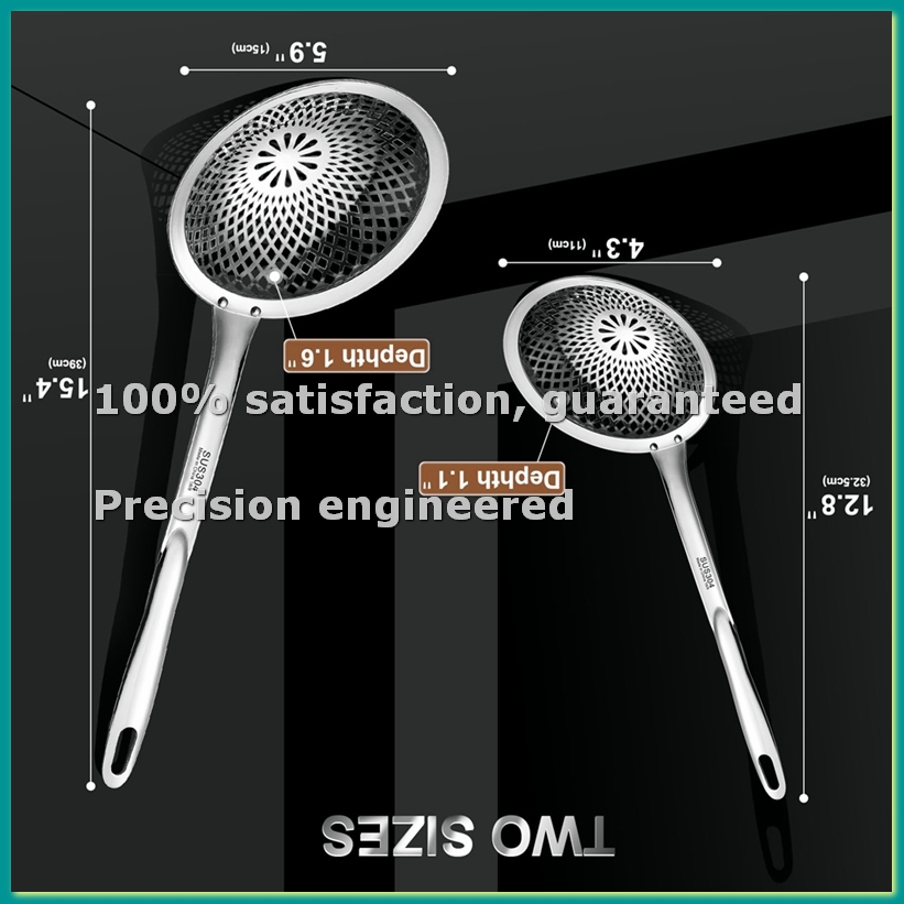Deep Fryer Stainless - Escumadeira de Aço Inoxidável 304, Colher