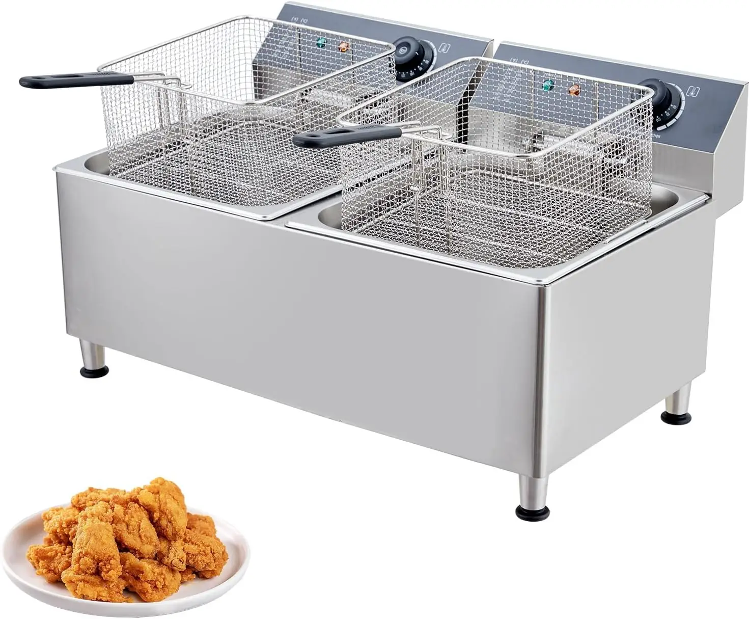 Deep Fryer Stainless - Fritadeira Elétrica Comercial de 23,2 Litros,